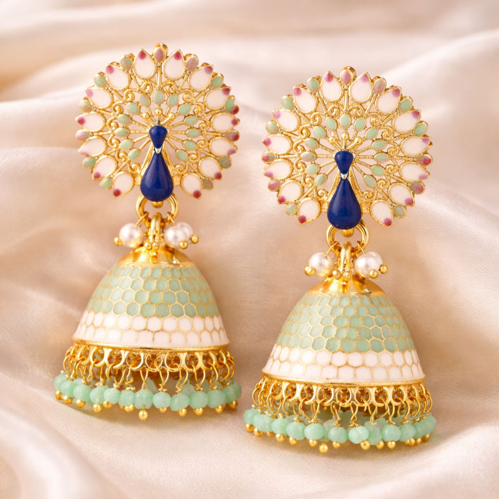 Gold Plated Peacock Earrings
