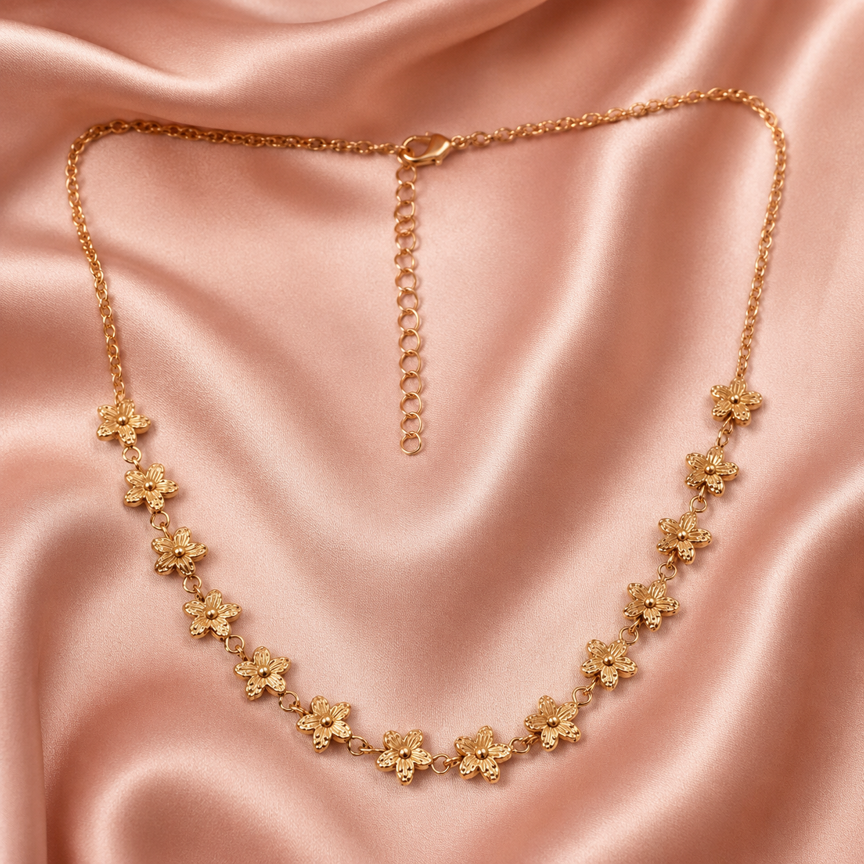 Gold Floral Chain Necklace