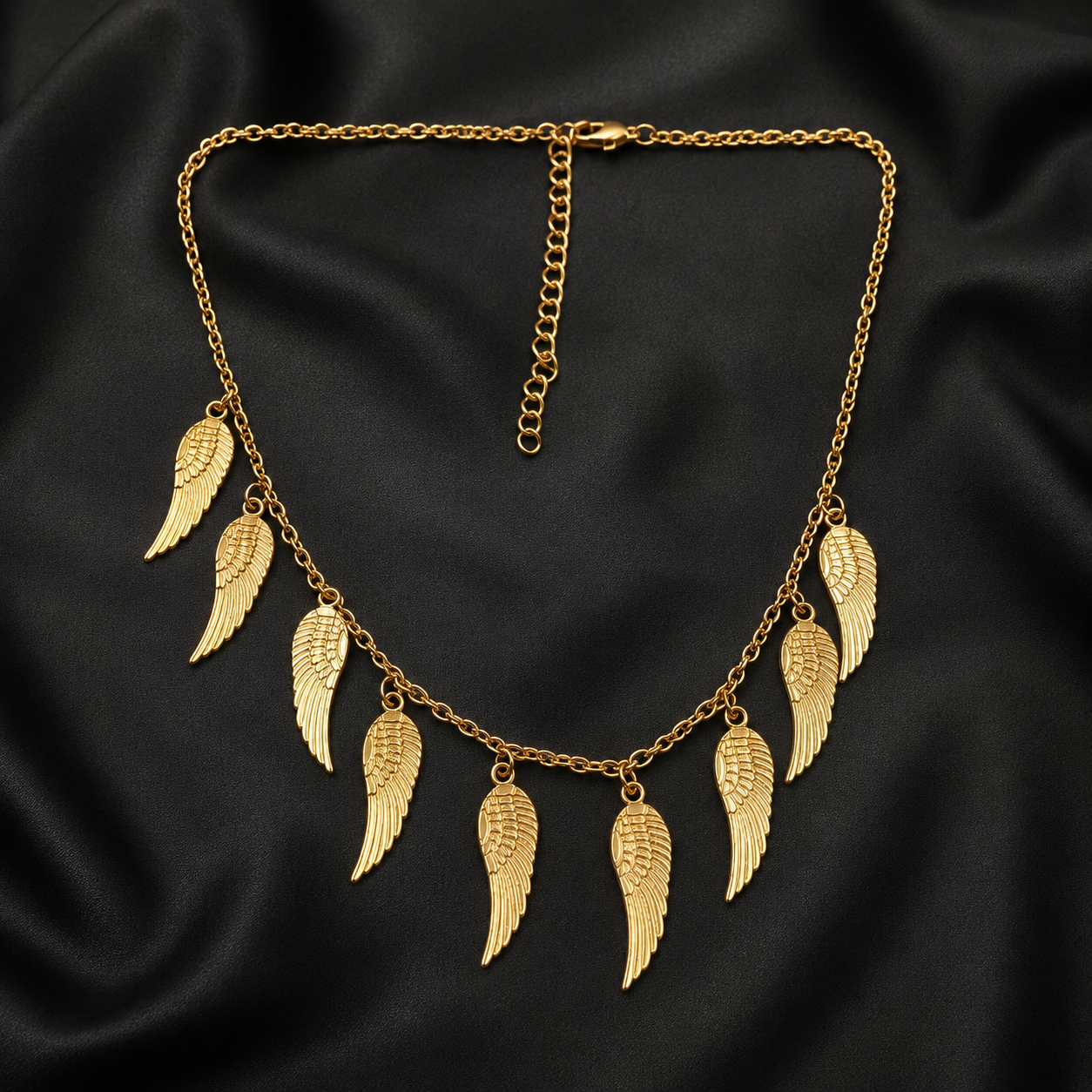 Gold Angel Wing Charm Necklace