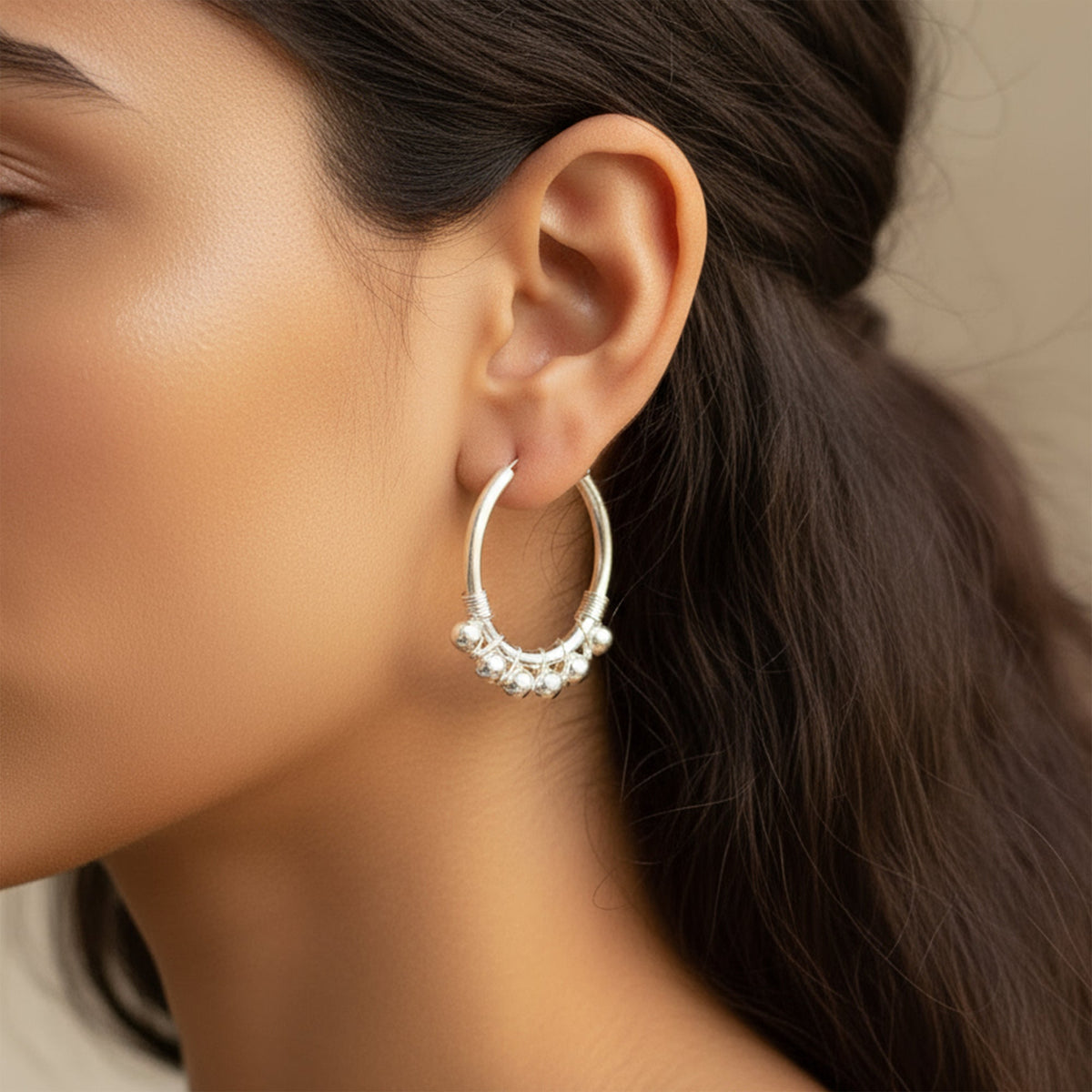 925 Sterling Silver Hoop Earrings for Women | Handmade Minimalist Silver Jewelry | Daily Wear & Party Look | Size 2.2x1.8 cm