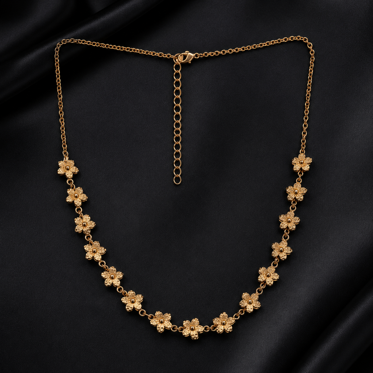 Gold Floral Chain Necklace