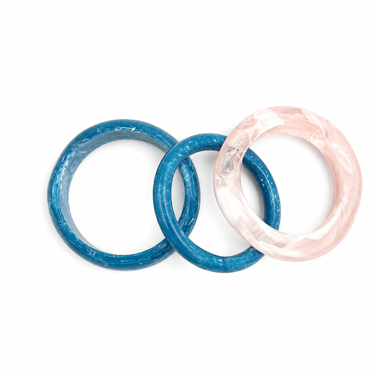Blue Pink Marble Bangle Set