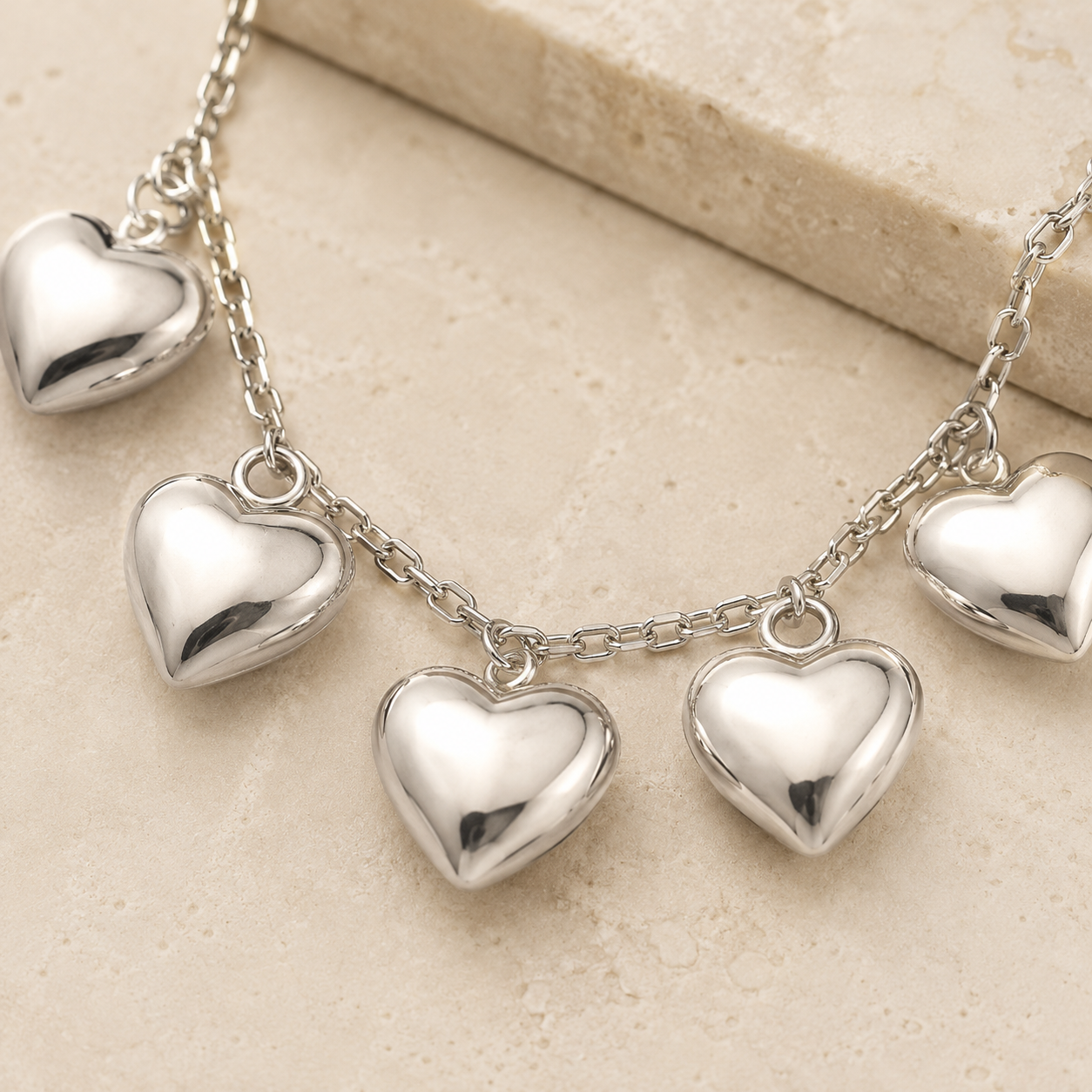 Multi Heart Charm Necklace