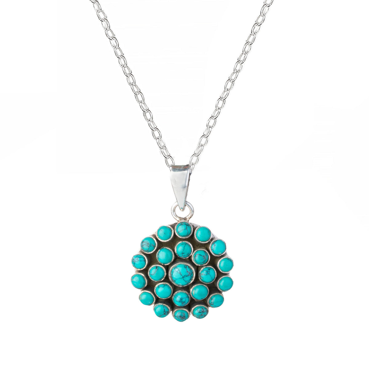 925 Sterling Silver Turquoise Pendant with 18 Inch Chain |  Gemstone Pendant Necklace | Handmade Jewelry Gift
