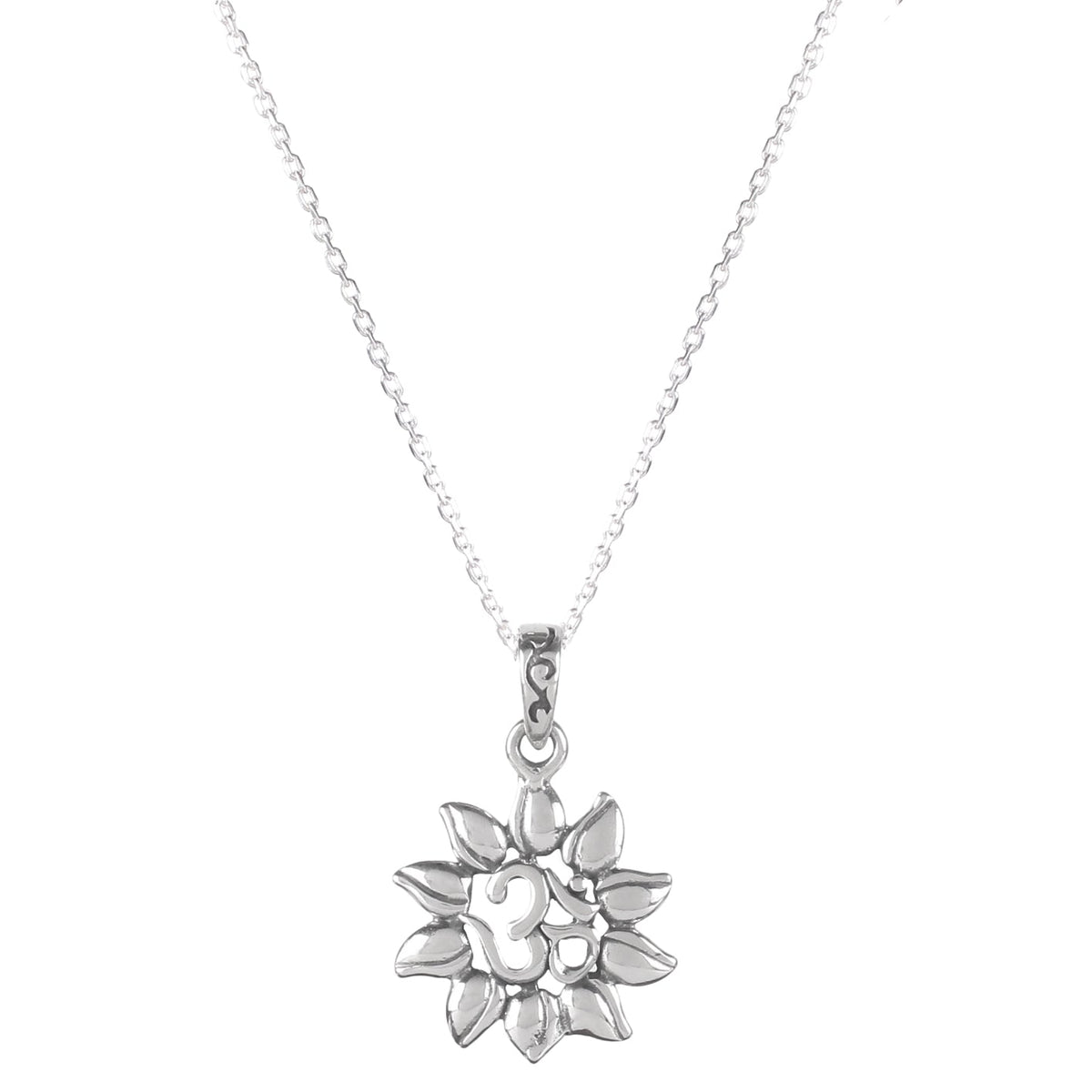 925 Sterling Silver OM Pendant Necklace for Women with 18" Chain | Handmade Minimalist Jewelry | Elegant Sparkling Design | Size 3x2 cm |