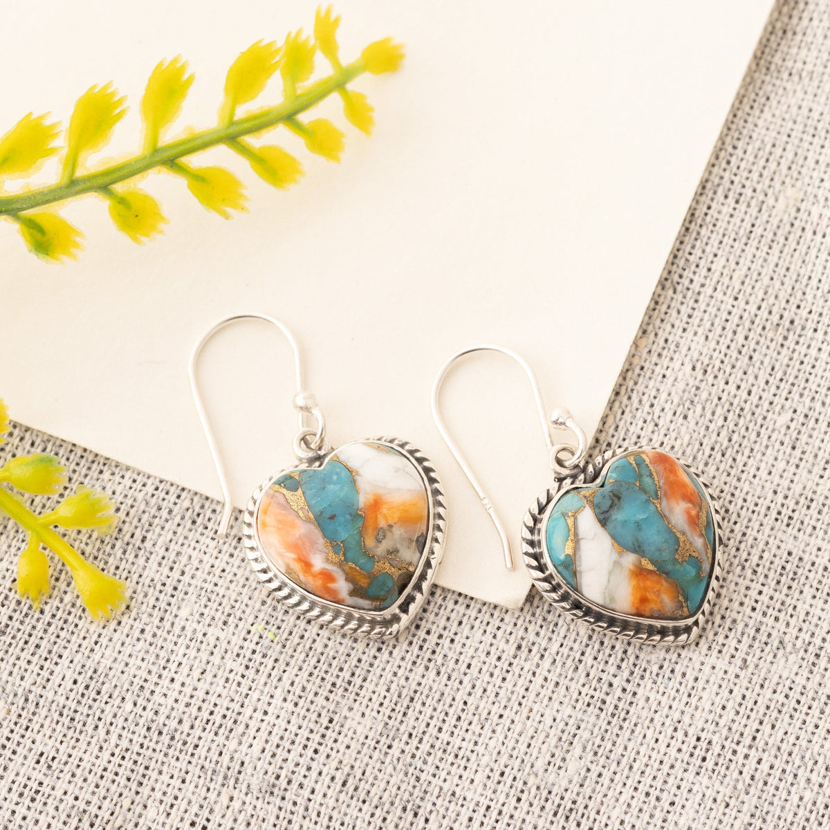 925 Sterling Silver Turquoise Stone Earrings for Women | Handmade Natural Gemstone Jewelry | Healing Crystal Design | Size 3.2x1.7 cm | 1 Pair