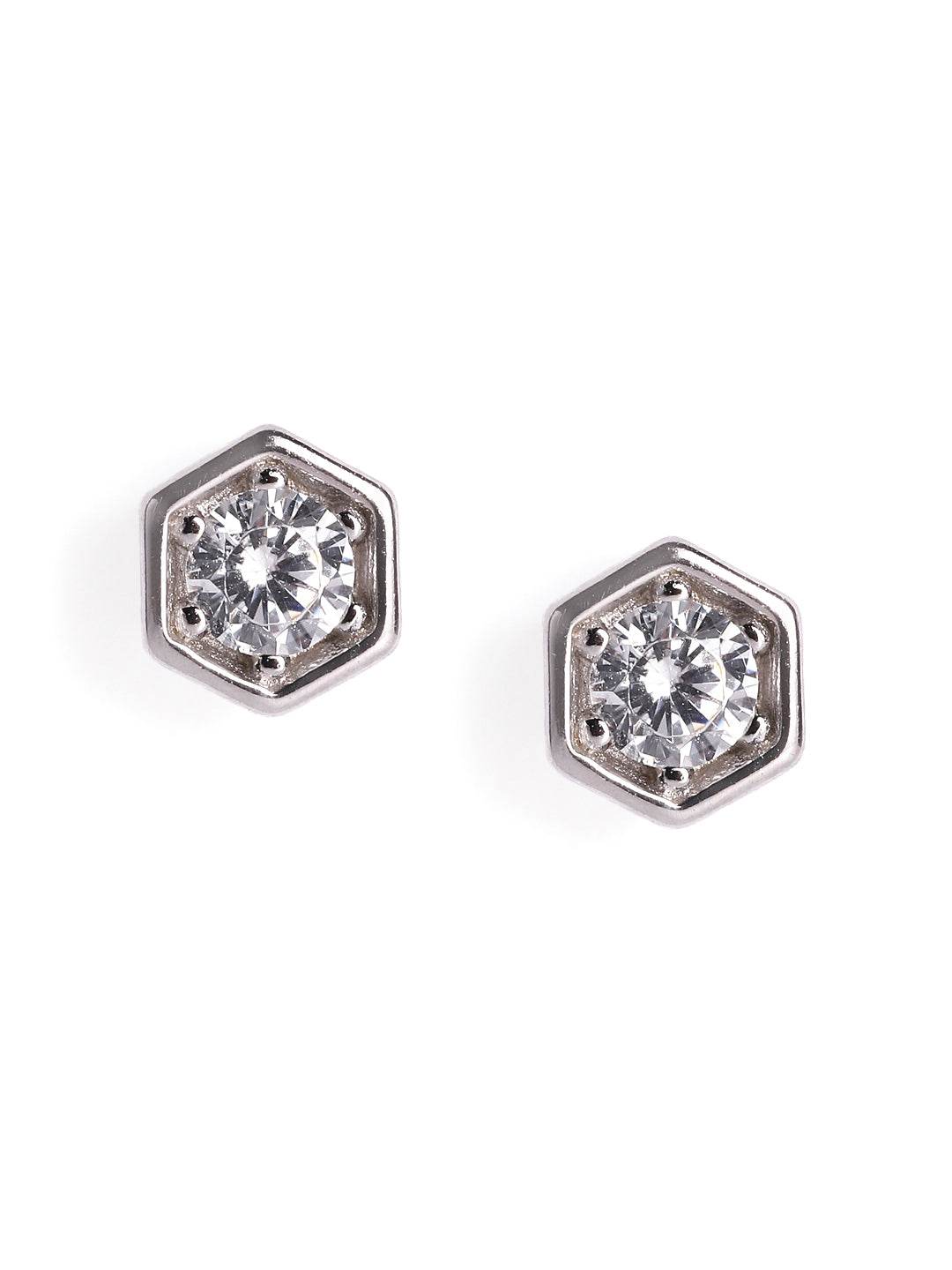 Hexagon Sparkle Stud Earrings - Luxevogue