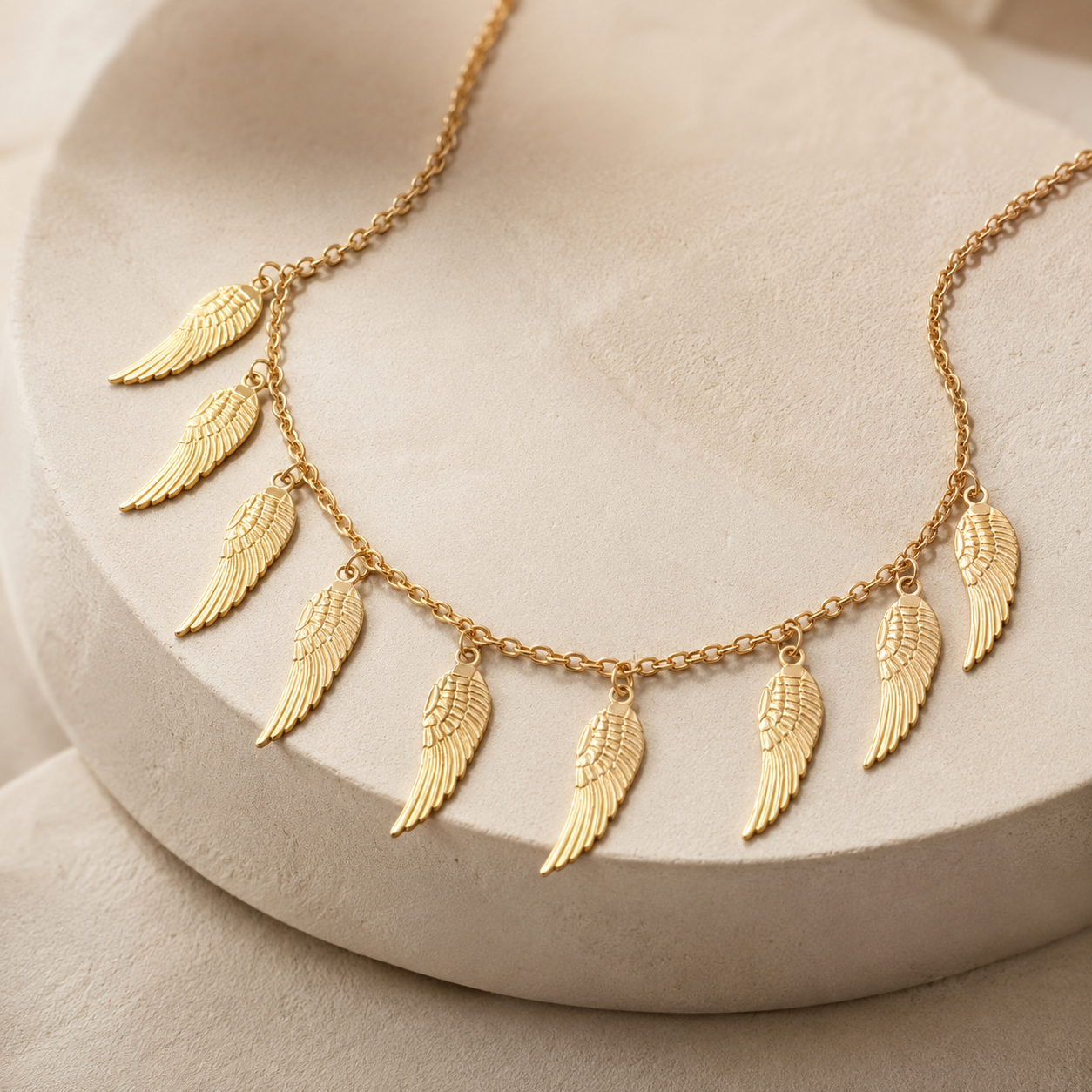 Gold Angel Wing Charm Necklace