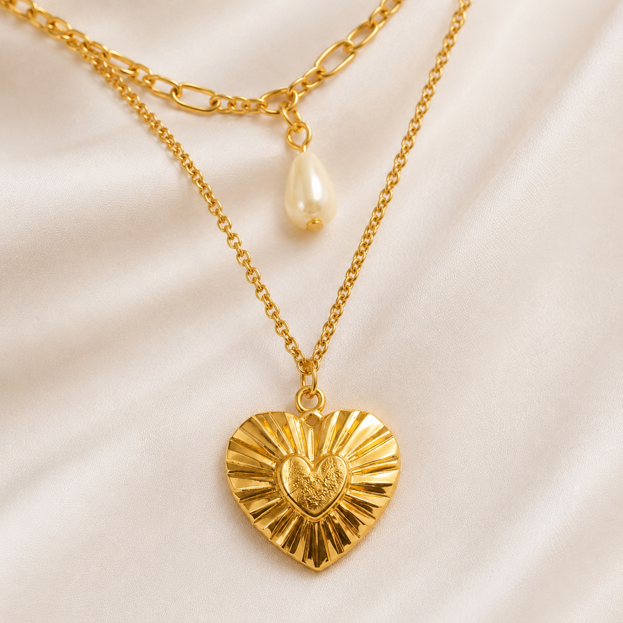 Gold Layered Heart Pendant Necklace