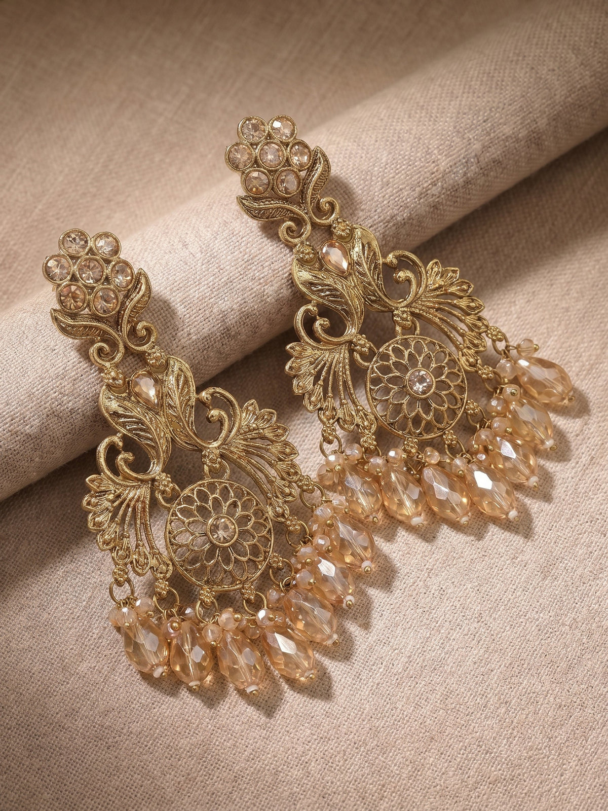 Vintage Crystal Chandbali Earrings