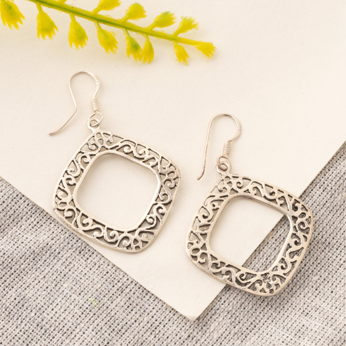 925 Sterling Silver Earrings for Women | Handmade Minimalist Jewelry | Lightweight Classic Design | Size 4.5x2.8 cm | 1 Pair