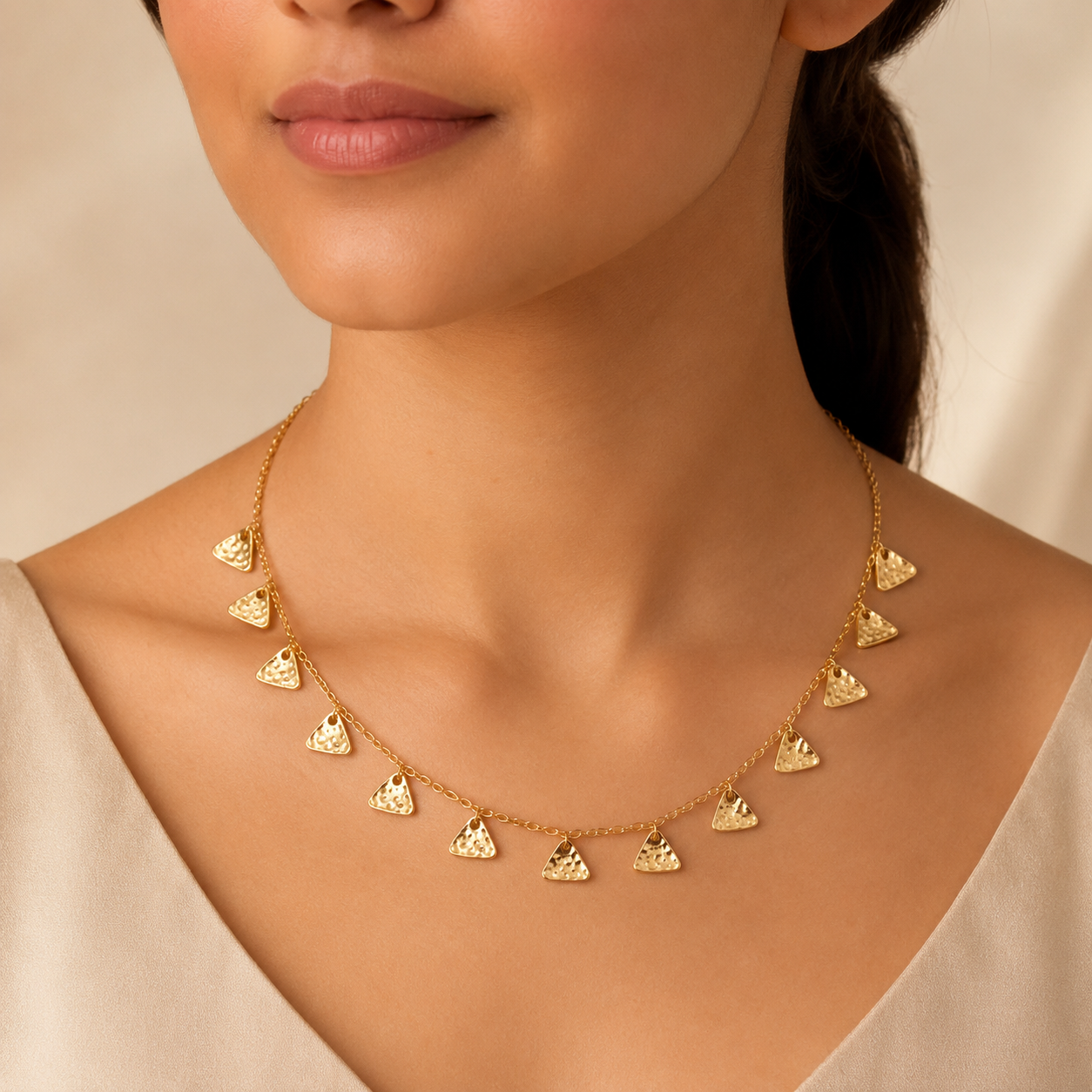 Gold Triangle Charm Necklace
