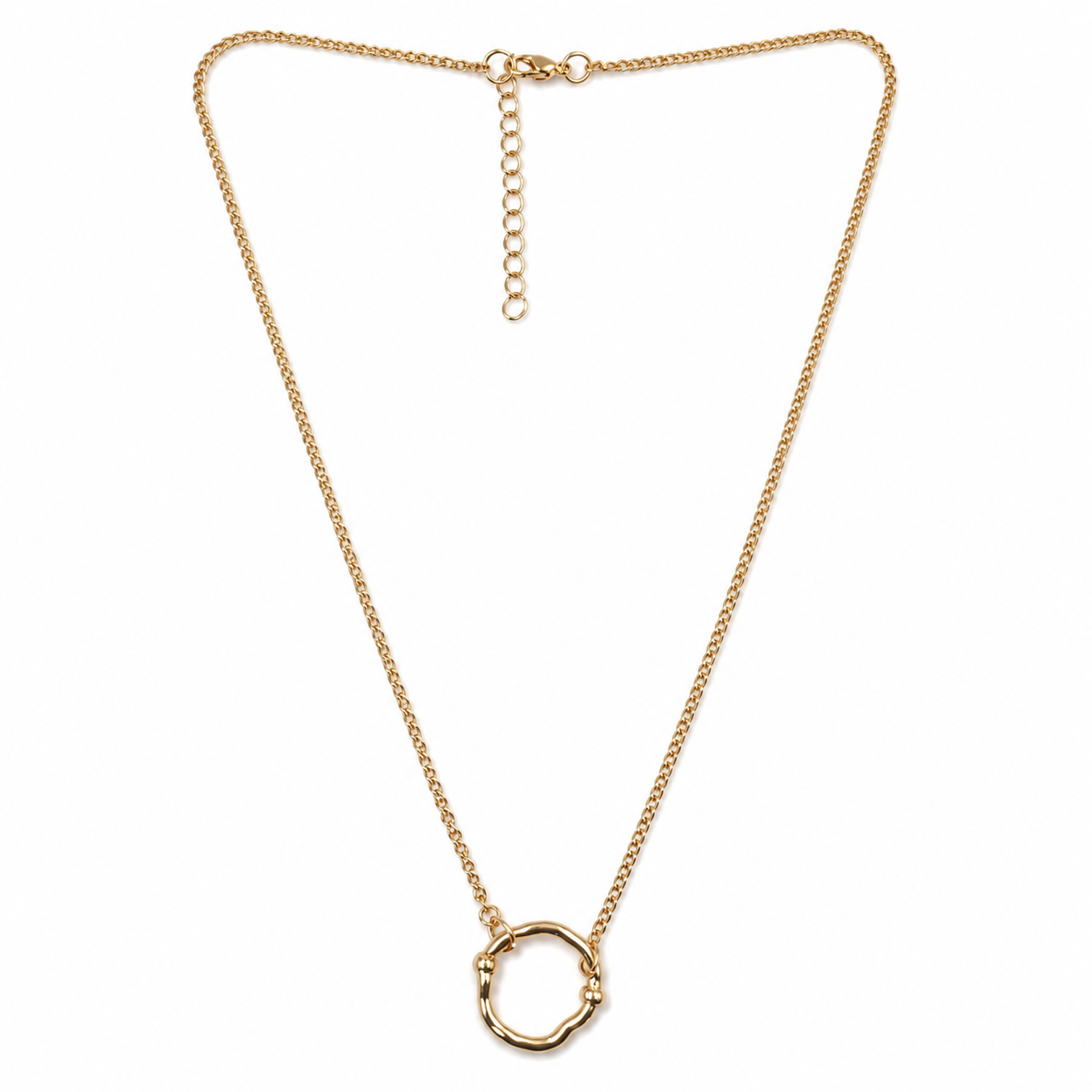 Gold Circular Ring Pendant Necklace