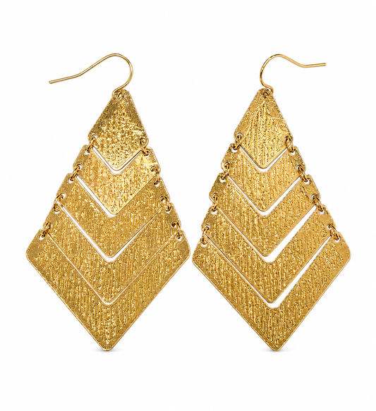 Gold Layered Chevron Drop Earrings