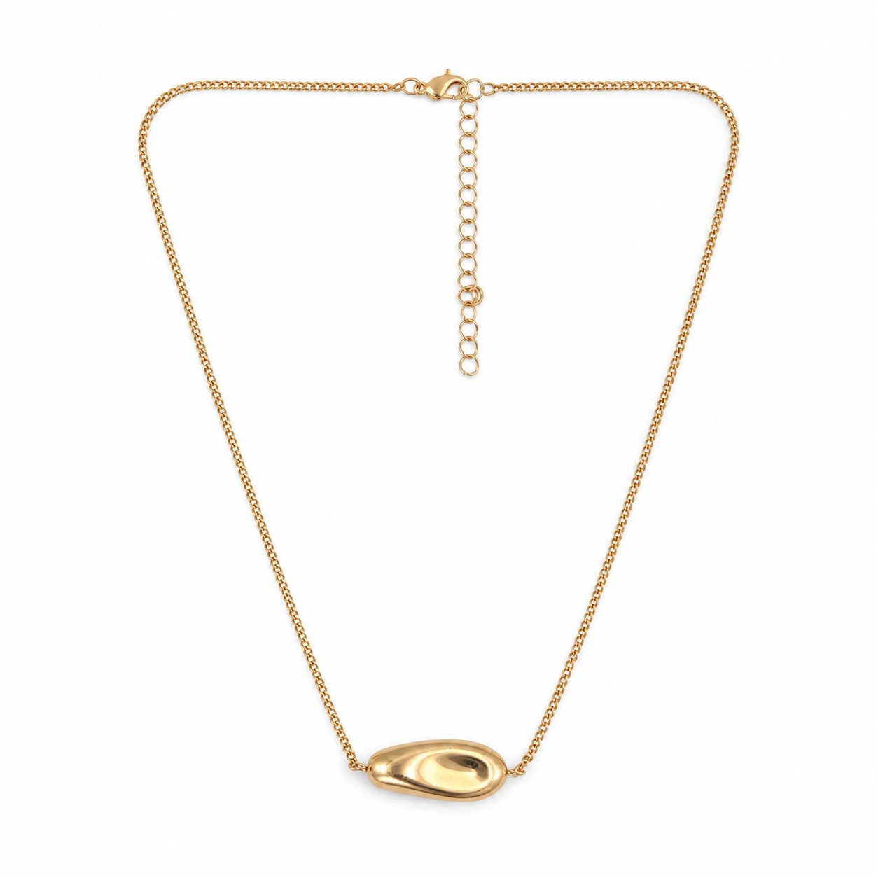 Gold Abstract Oval Pendant Necklace