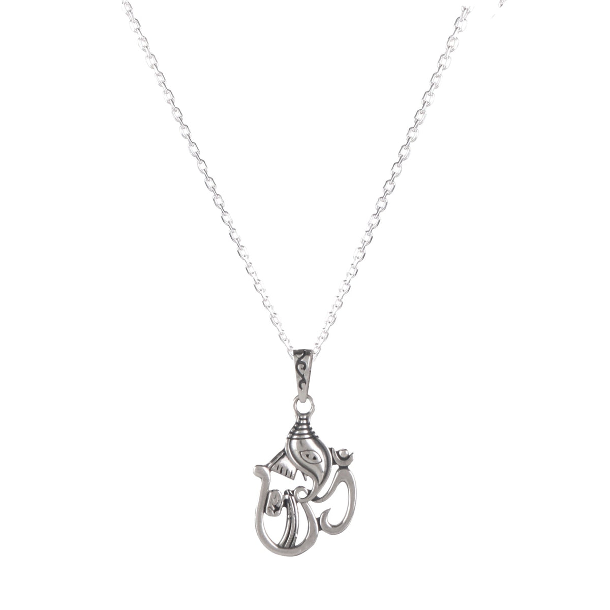 925 Sterling Silver Ganesh Pendant Necklace for Women with 18" Chain | Handmade Minimalist Jewelry ||