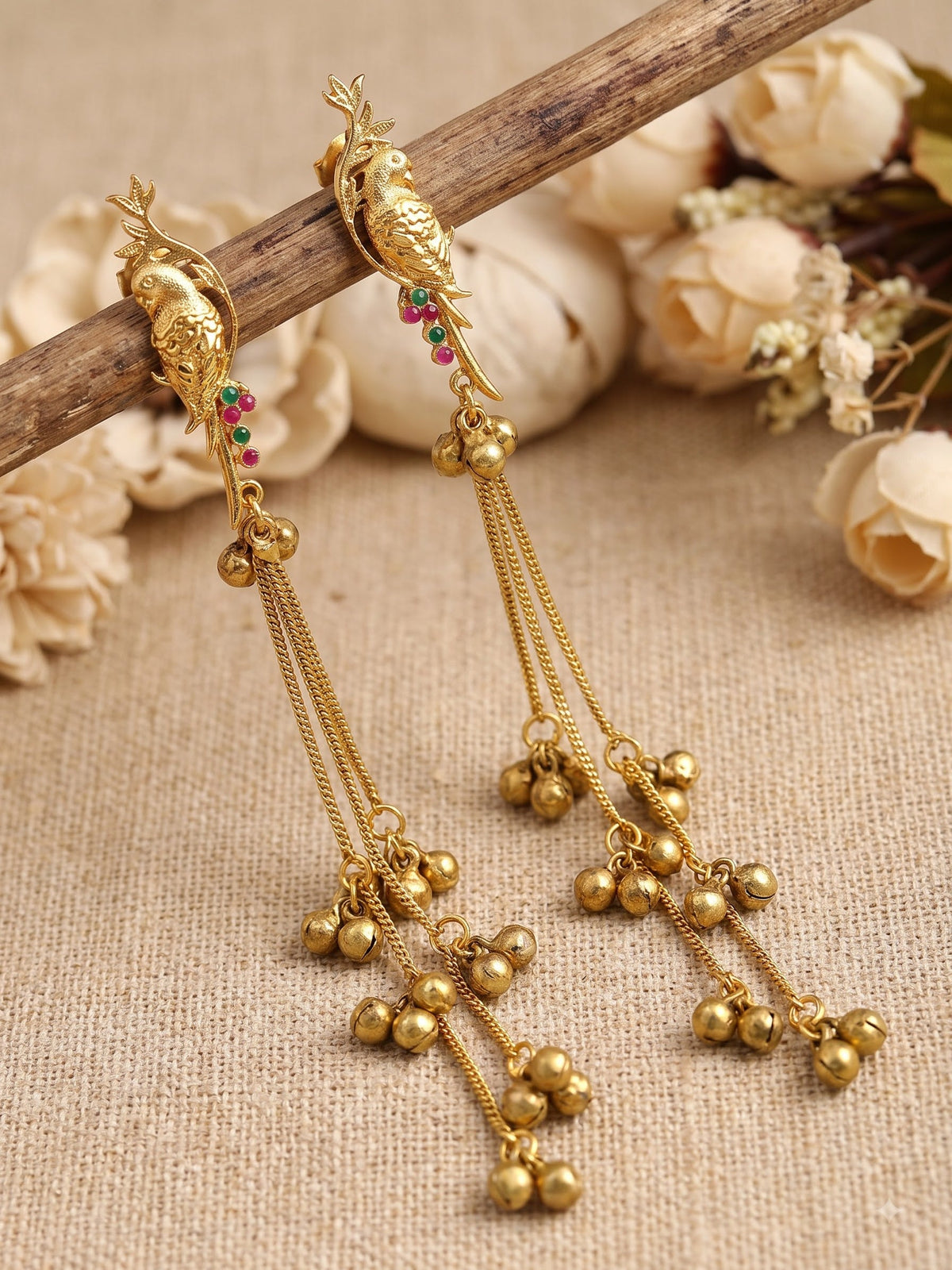 Kashmiri Long Chain Ghungroo Earrings