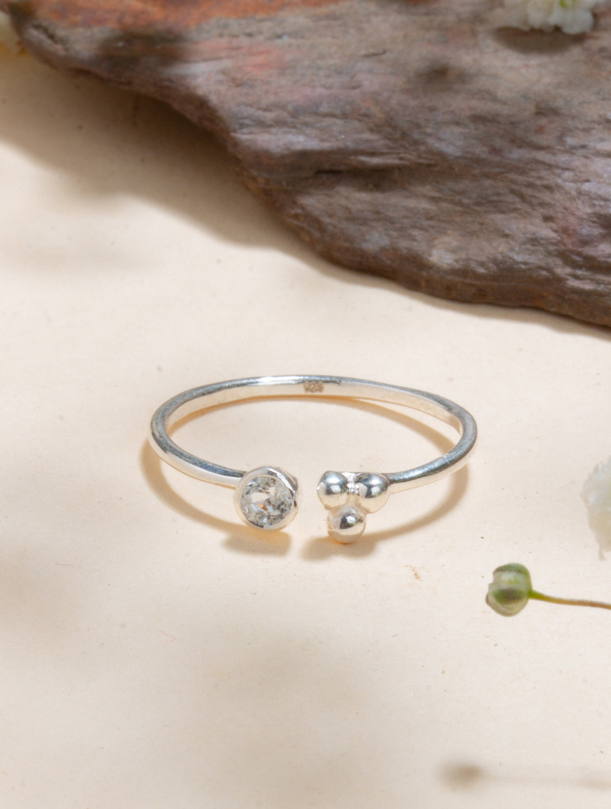 925 Sterling Silver Zircon Ring for Women Handmade Gemstone Ring Adjustable Statement Jewelry Birthday Gift