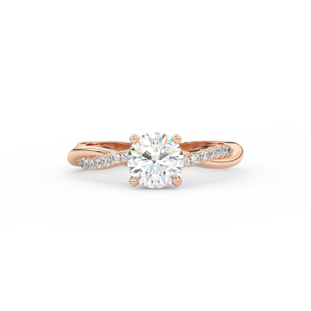 1.50Ct Round Cut Moissanite Twist Solitaire Engagement Ring 14K Yellow Gold Plated