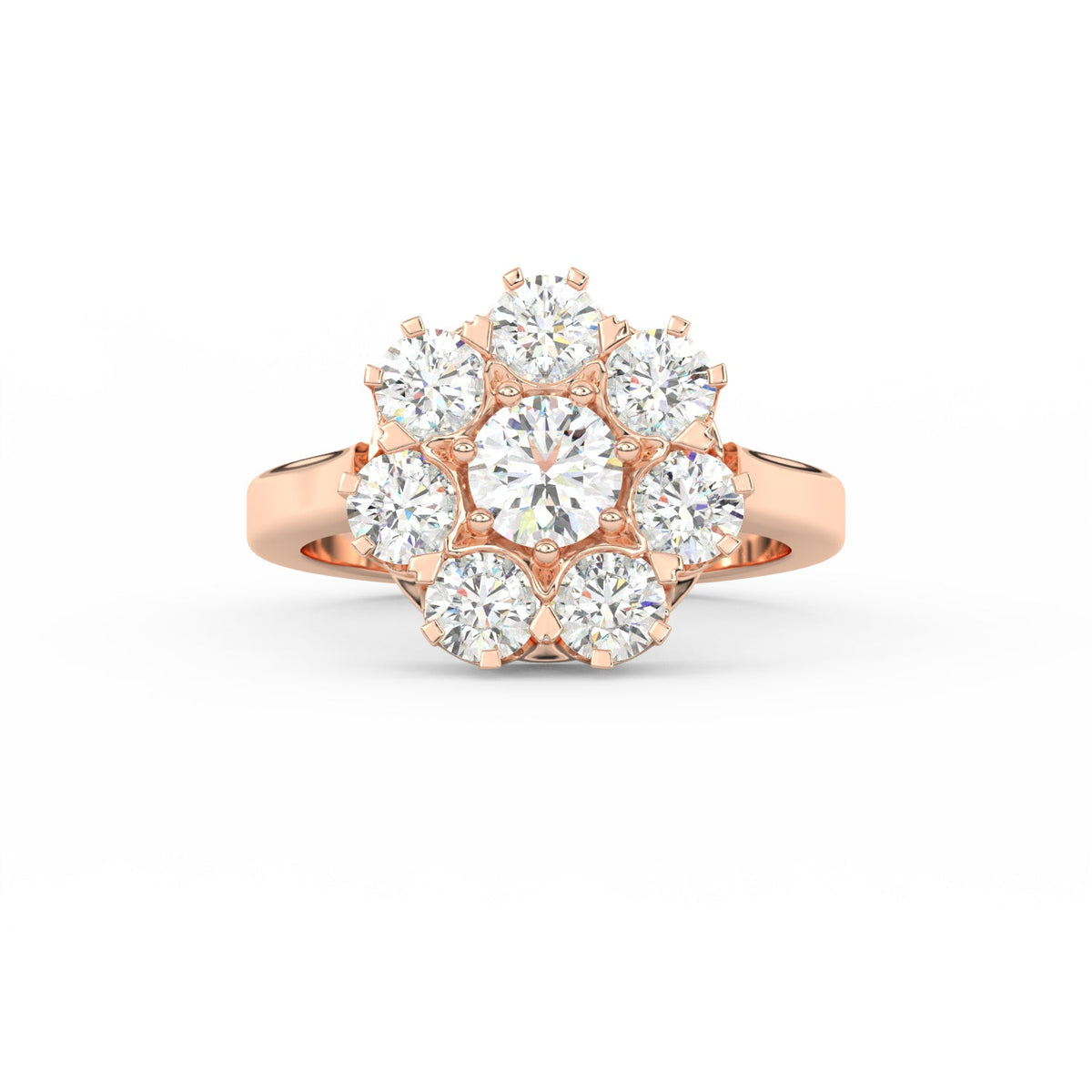 2.29Ct Round Cut Moissanite Women Cluster Engagement Ring 14K Yellow Gold Plated