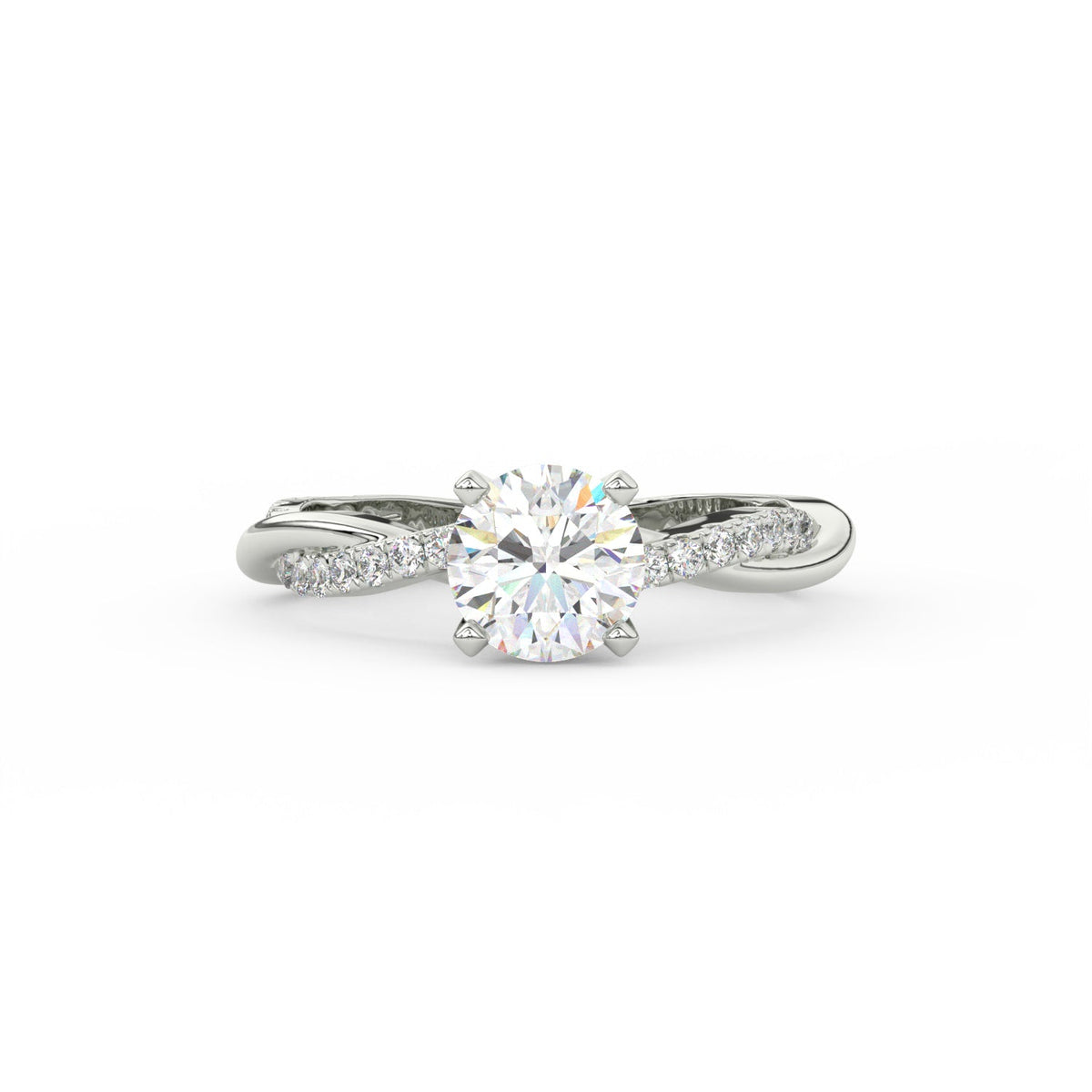 1.50Ct Round Cut Moissanite Twist Solitaire Engagement Ring 14K Yellow Gold Plated