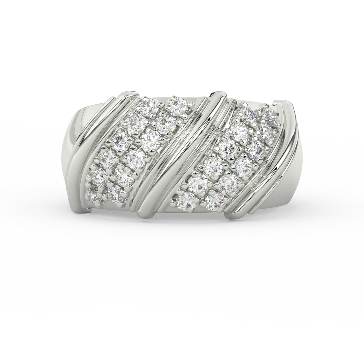 1Ct Round Cut Moissanite Men Cluster Wedding Band Ring 14K Yellow Gold Plated