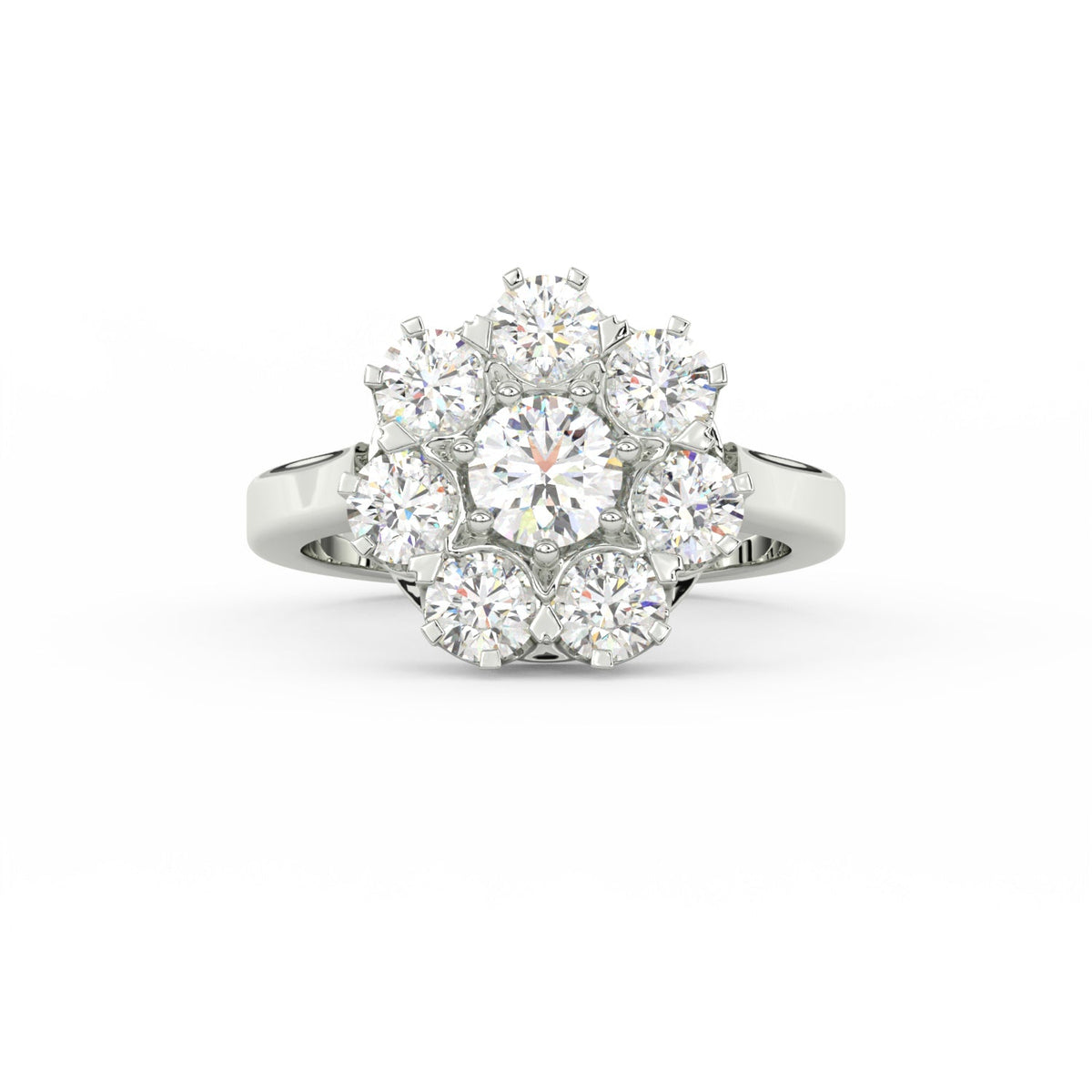 2.29Ct Round Cut Moissanite Women Cluster Engagement Ring 14K Yellow Gold Plated