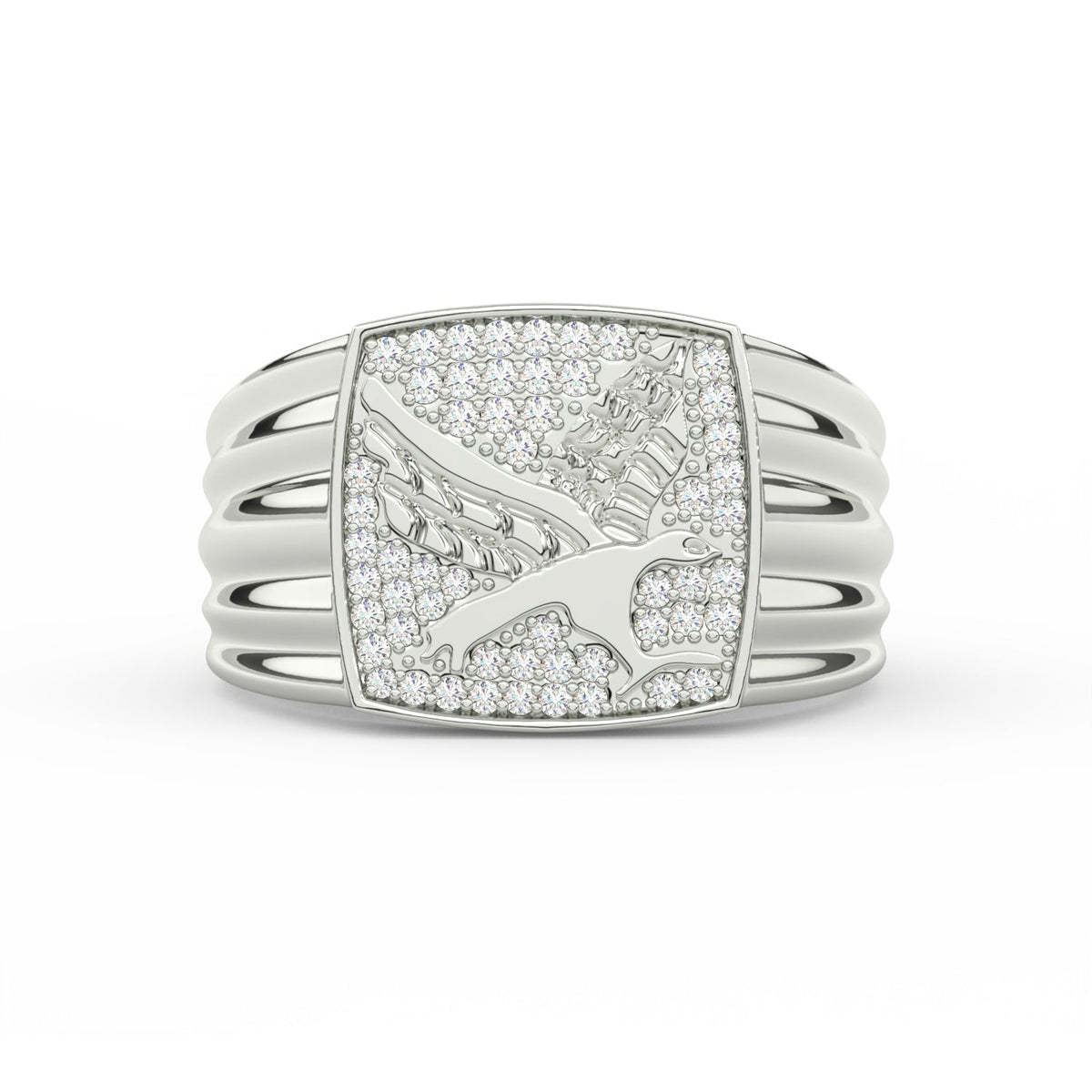 0.30Ct Round Cut Moissanite Men’s Flying Eagle Ring 14K Yellow Gold Plated