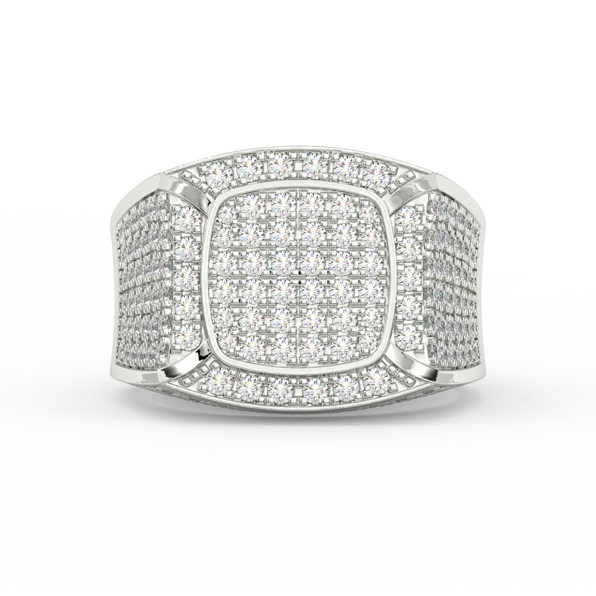 2.48Ct Round Cut Moissanite Men’s Cluster Ring 14K White Gold Plated