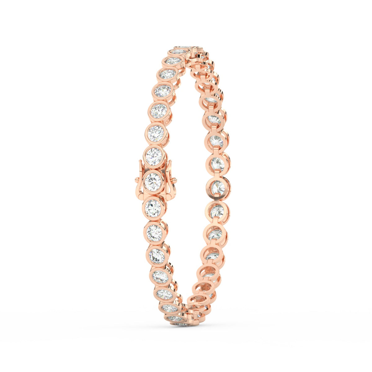 8.70 Ct Round Cut Moissanite Bezel Set Tennis Bracelet 14K Yellow Gold Plated