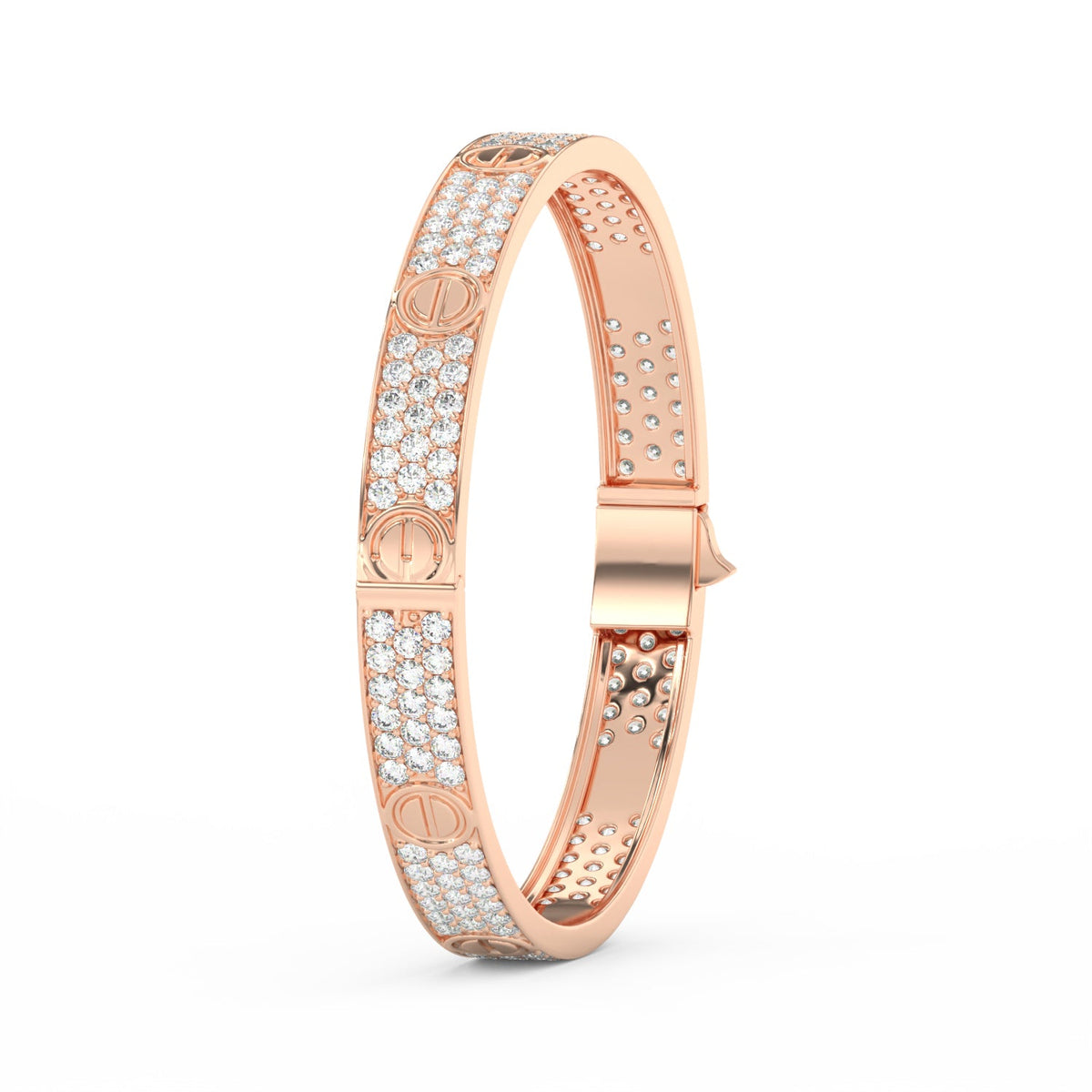 6.80 Ct Round Cut Moissanite Pave Set Cartier Bangle 14K Yellow Gold Plated
