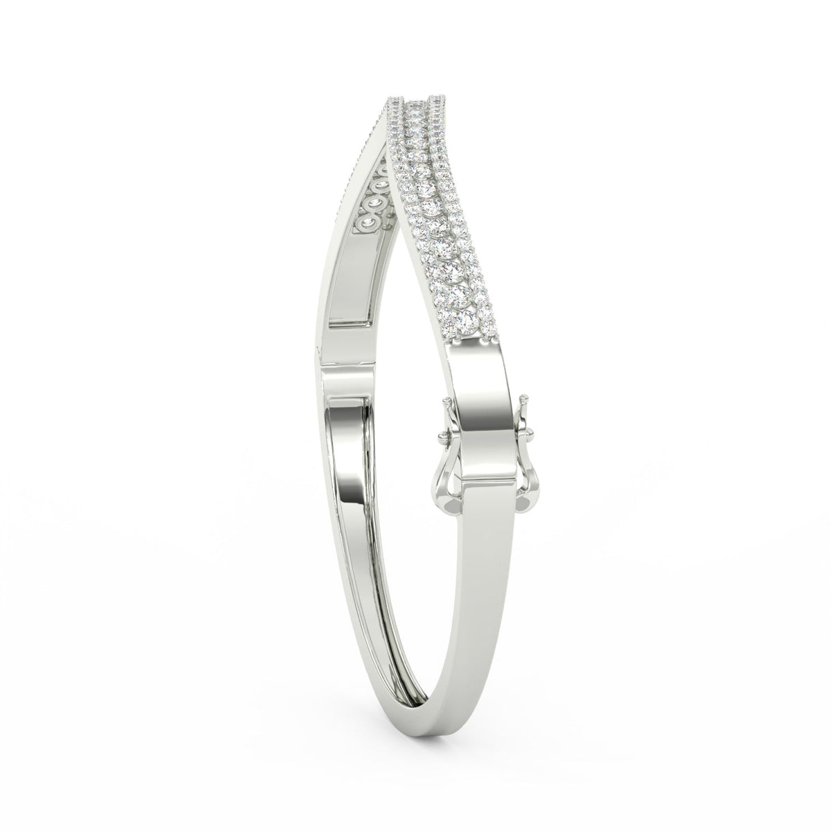 2.55Ct Round Cut Moissanite Wave Bangle Bracelet 14K Yellow Gold Plated