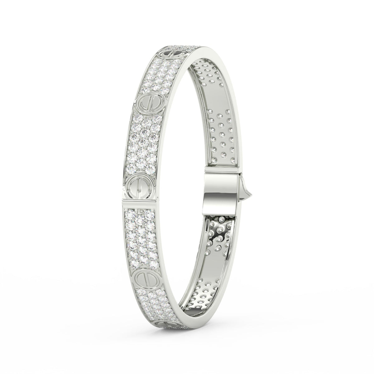 6.80 Ct Round Cut Moissanite Pave Set Cartier Bangle 14K Yellow Gold Plated