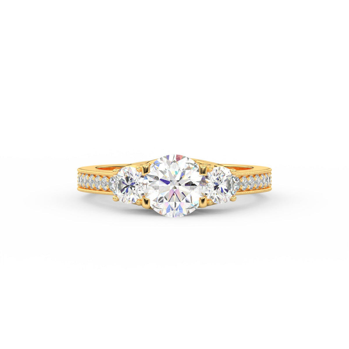 1.95Ct Round Cut Moissanite Women Engagement Wedding Ring 14K Yellow Gold Plated