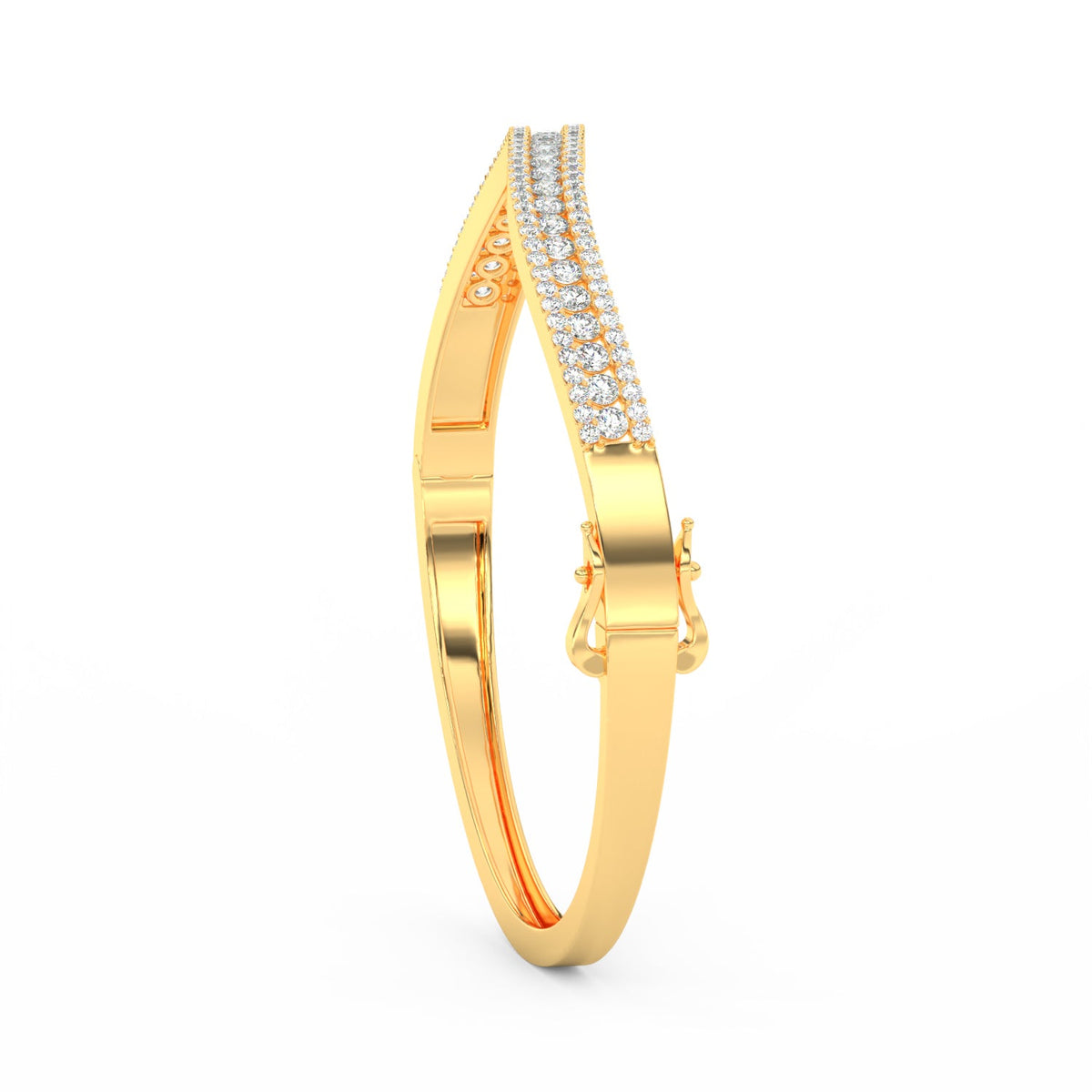 2.55Ct Round Cut Moissanite Wave Bangle Bracelet 14K Yellow Gold Plated