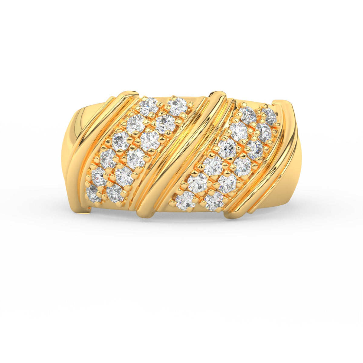 1Ct Round Cut Moissanite Men Cluster Wedding Band Ring 14K Yellow Gold Plated
