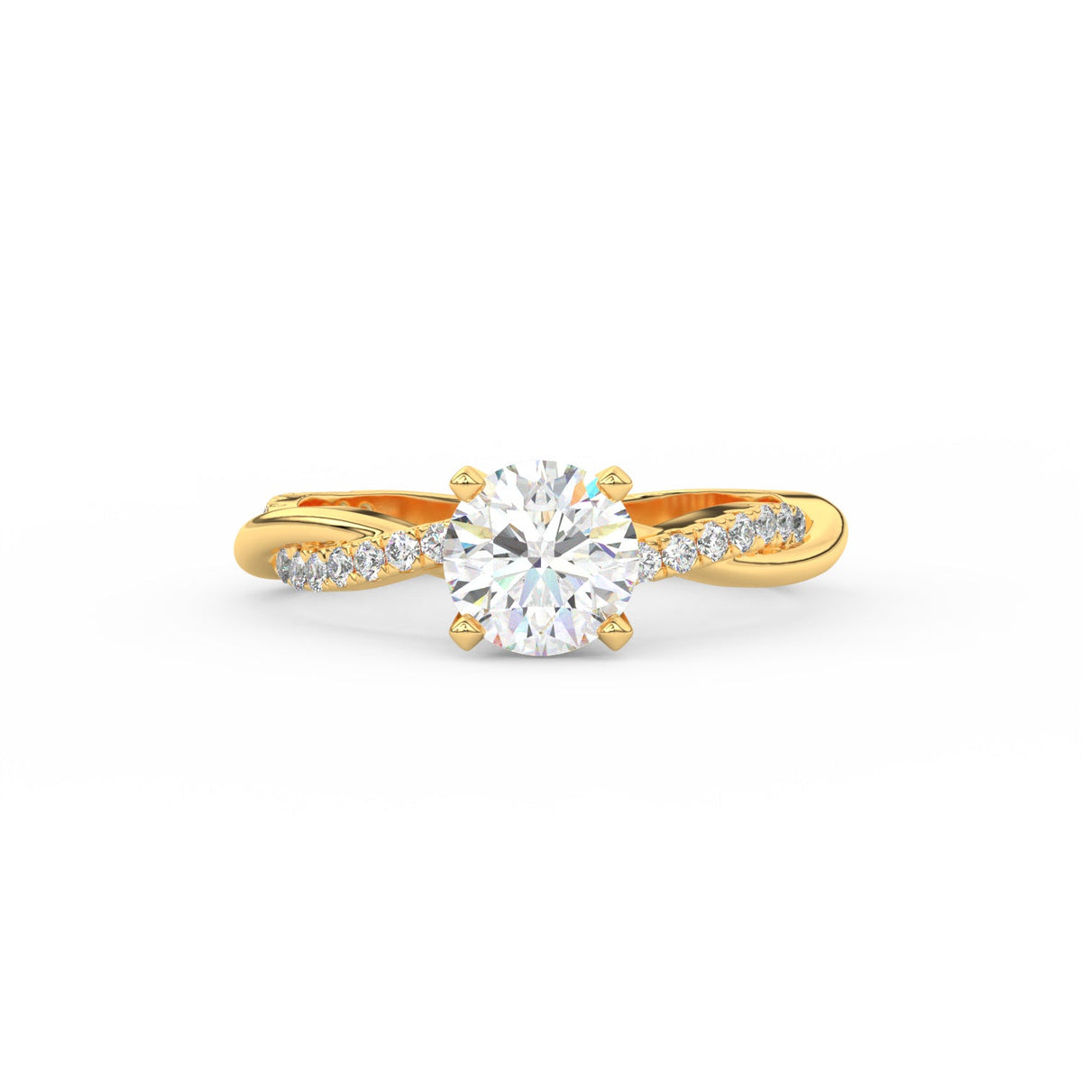 1.50Ct Round Cut Moissanite Twist Solitaire Engagement Ring 14K Yellow Gold Plated
