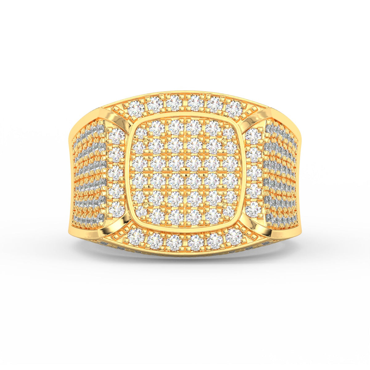 2.48Ct Round Cut Moissanite Men’s Cluster Ring 14K White Gold Plated