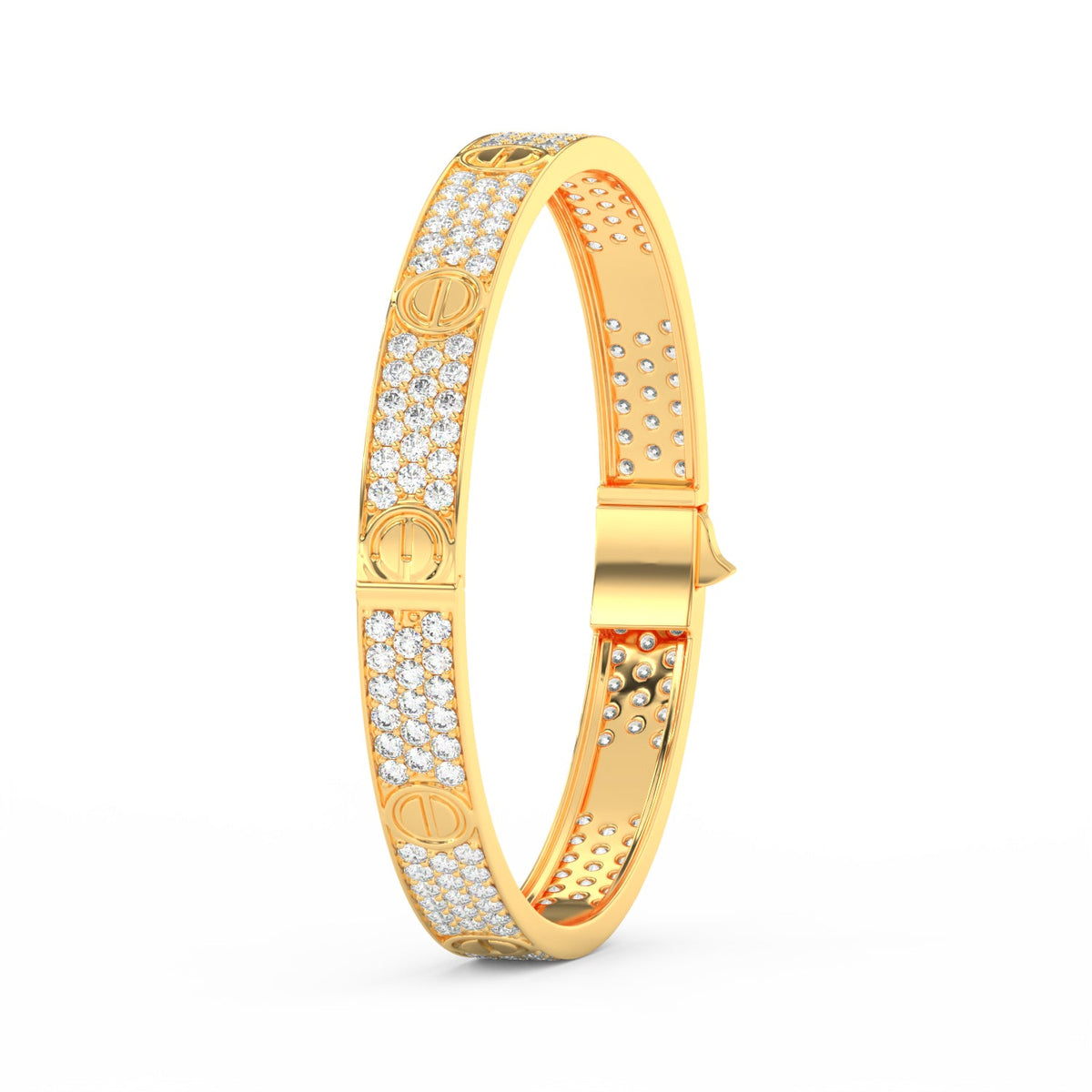 6.80 Ct Round Cut Moissanite Pave Set Cartier Bangle 14K Yellow Gold Plated