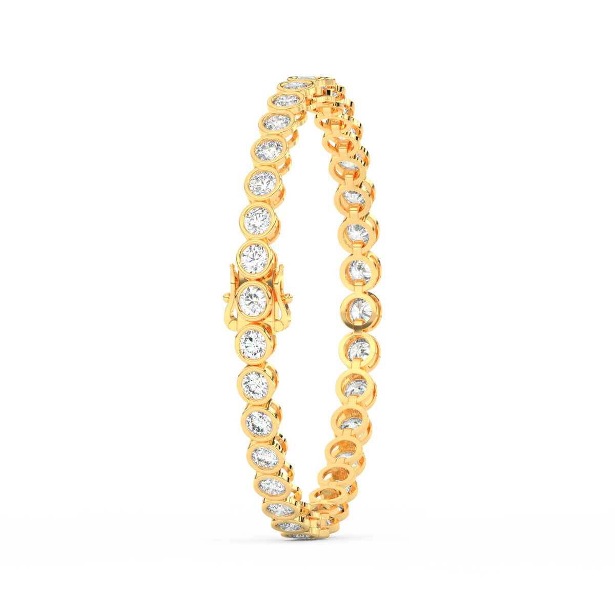 8.70 Ct Round Cut Moissanite Bezel Set Tennis Bracelet 14K Yellow Gold Plated