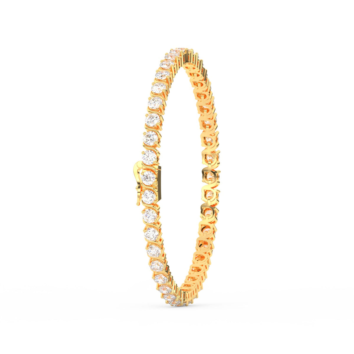 8.40 Ct Round Cut Moissanite Wave Tennis Bracelet 14K Yellow Gold Plated
