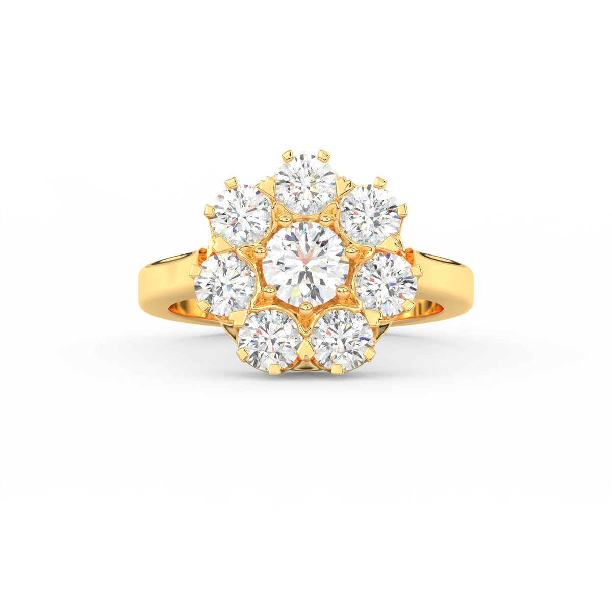 2.29Ct Round Cut Moissanite Women Cluster Engagement Ring 14K Yellow Gold Plated