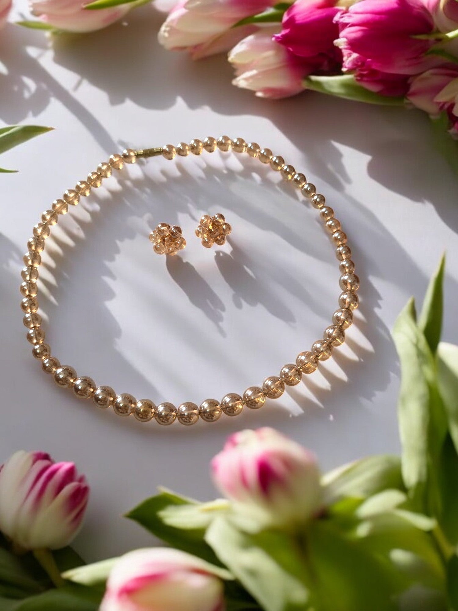Golden Radiance Glass Pearl Set