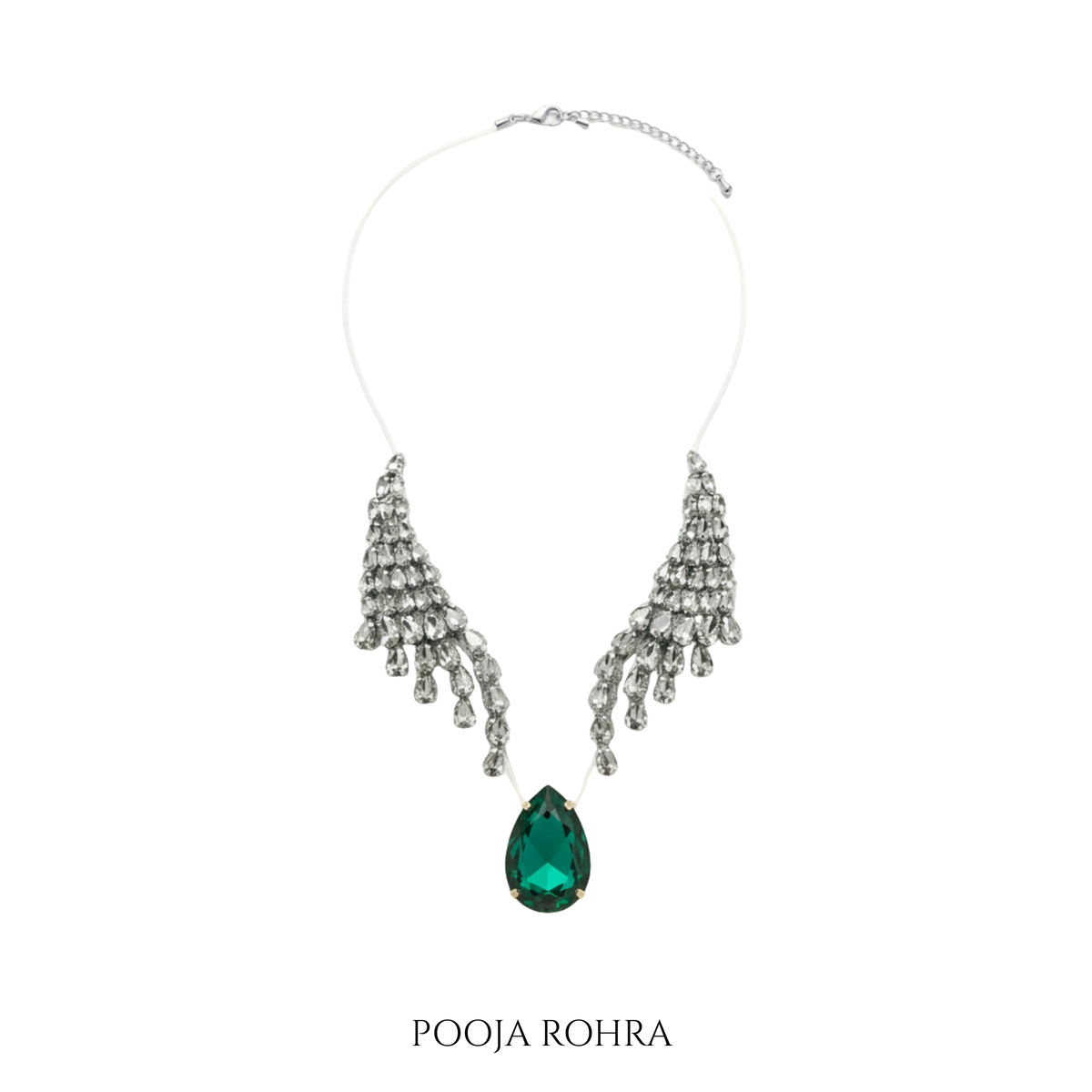 Zarina Necklace in Silver & Green