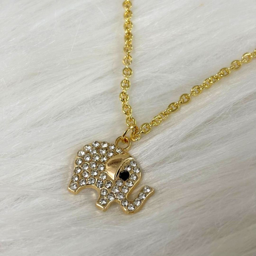Elephant Charm Evil Eye Pendant Necklace