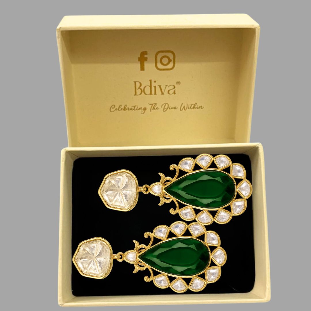 Gold Plated Green Topaz Earrings