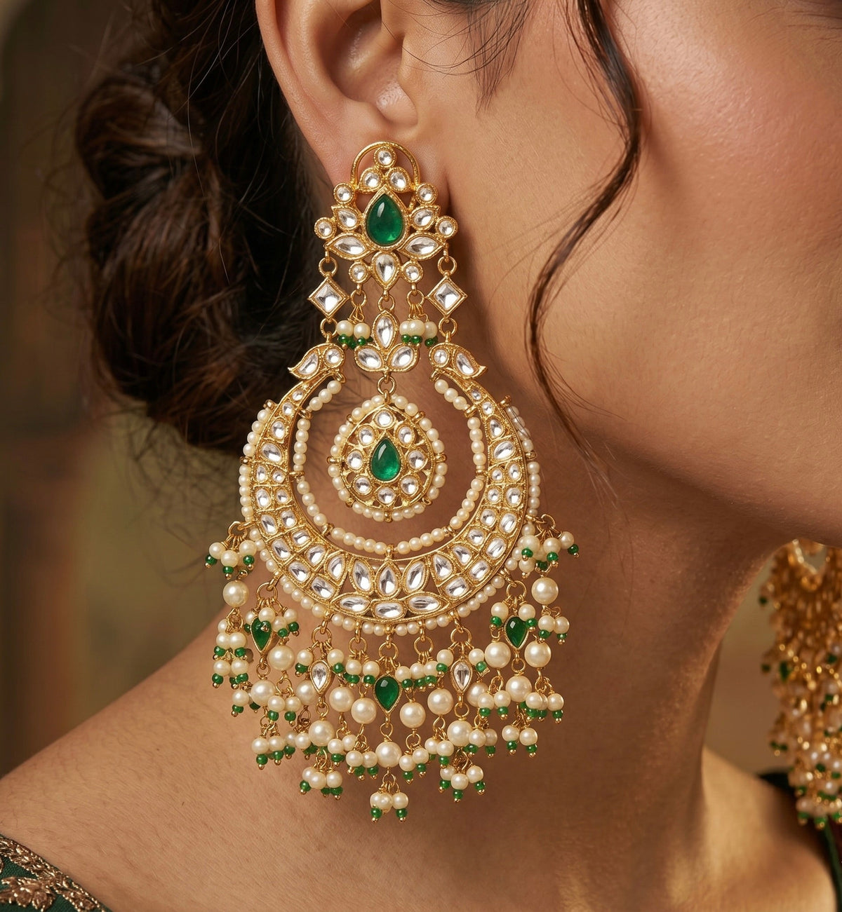 Tara Emerald Chandbaali Earrings