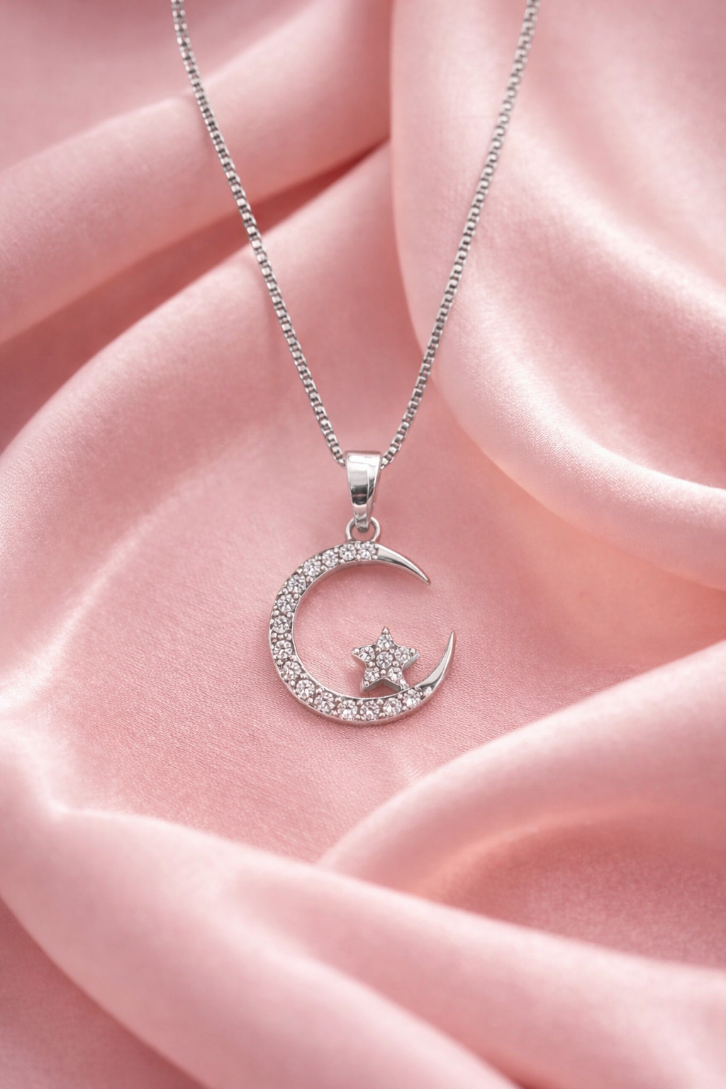 Sparkling white Celestial Crescent Star  Pendant Charm
