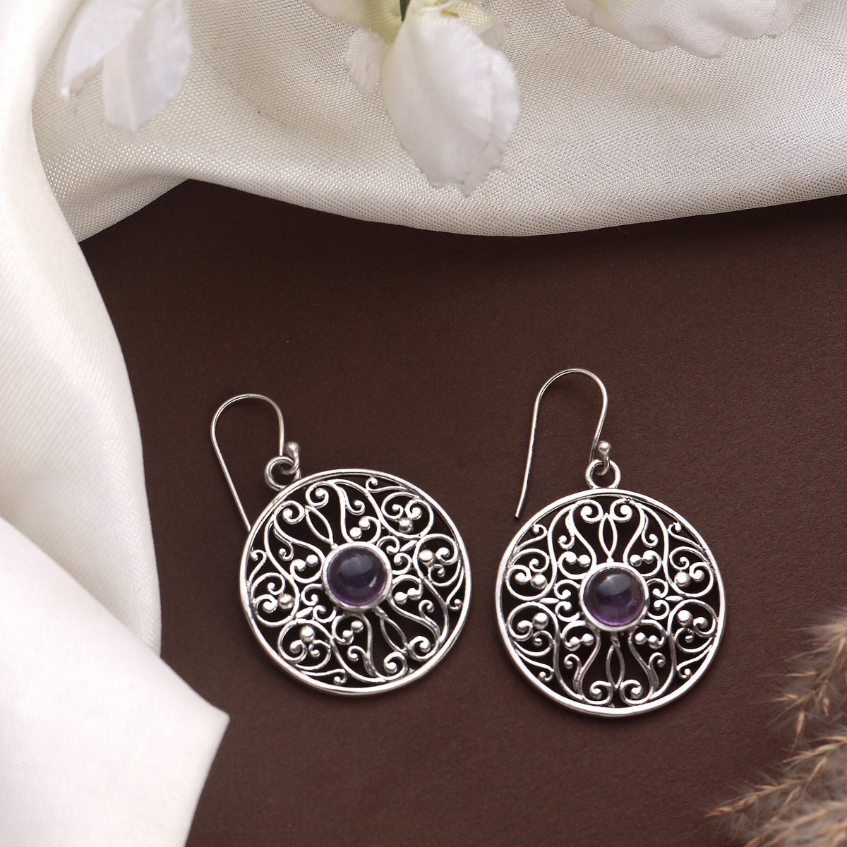 925 Sterling Silver Amethyst Earrings for Women | Purple Gemstone Jewelry | Handcrafted Luxury Gift