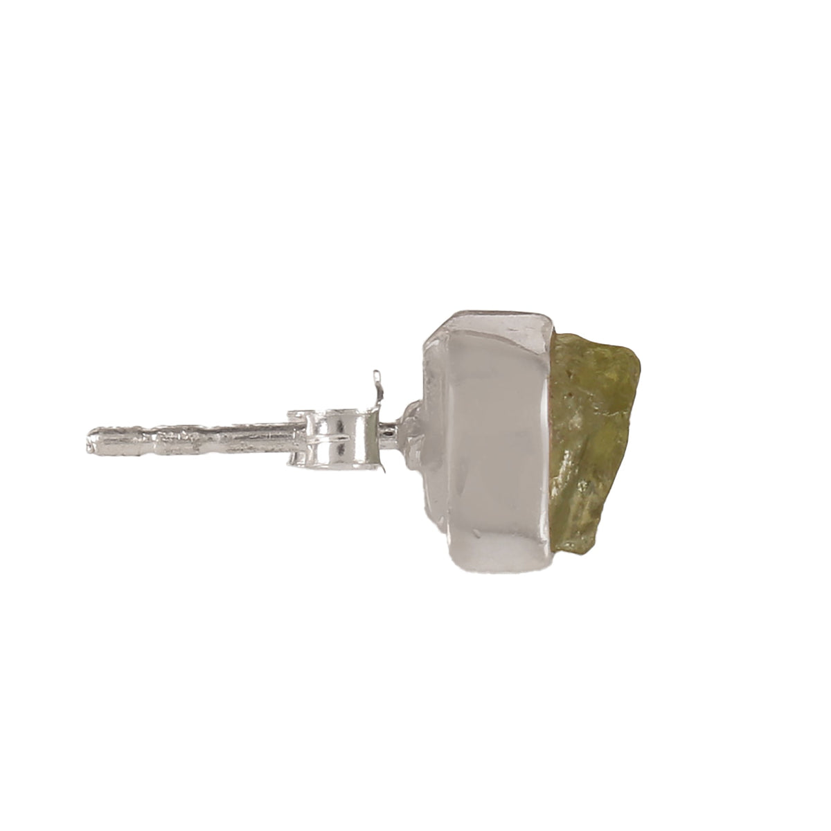 925 Silver Uncut Peridot Stud Earrings | Handmade Natural Stone: Uncut Peridot Stone | Lightweight Women’s Jewelry